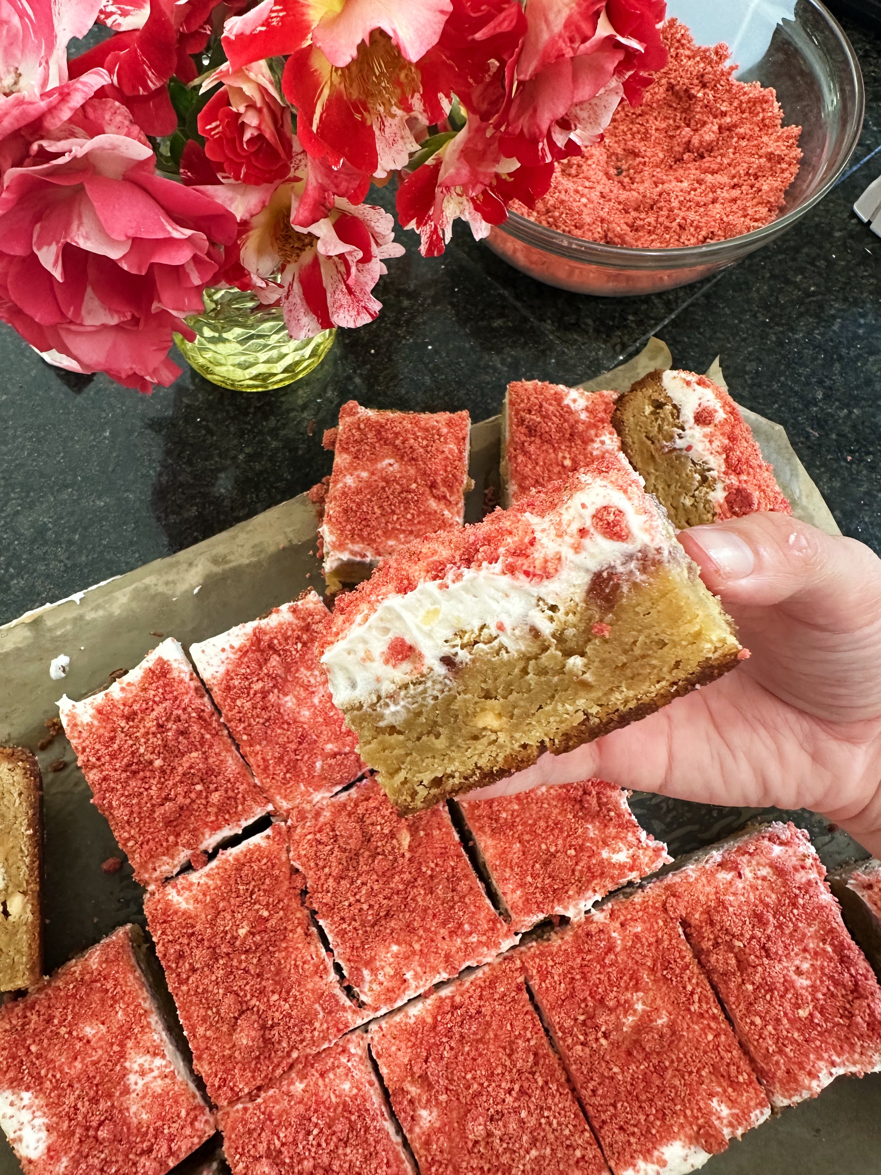 Strawberries N’ Cream Blondies